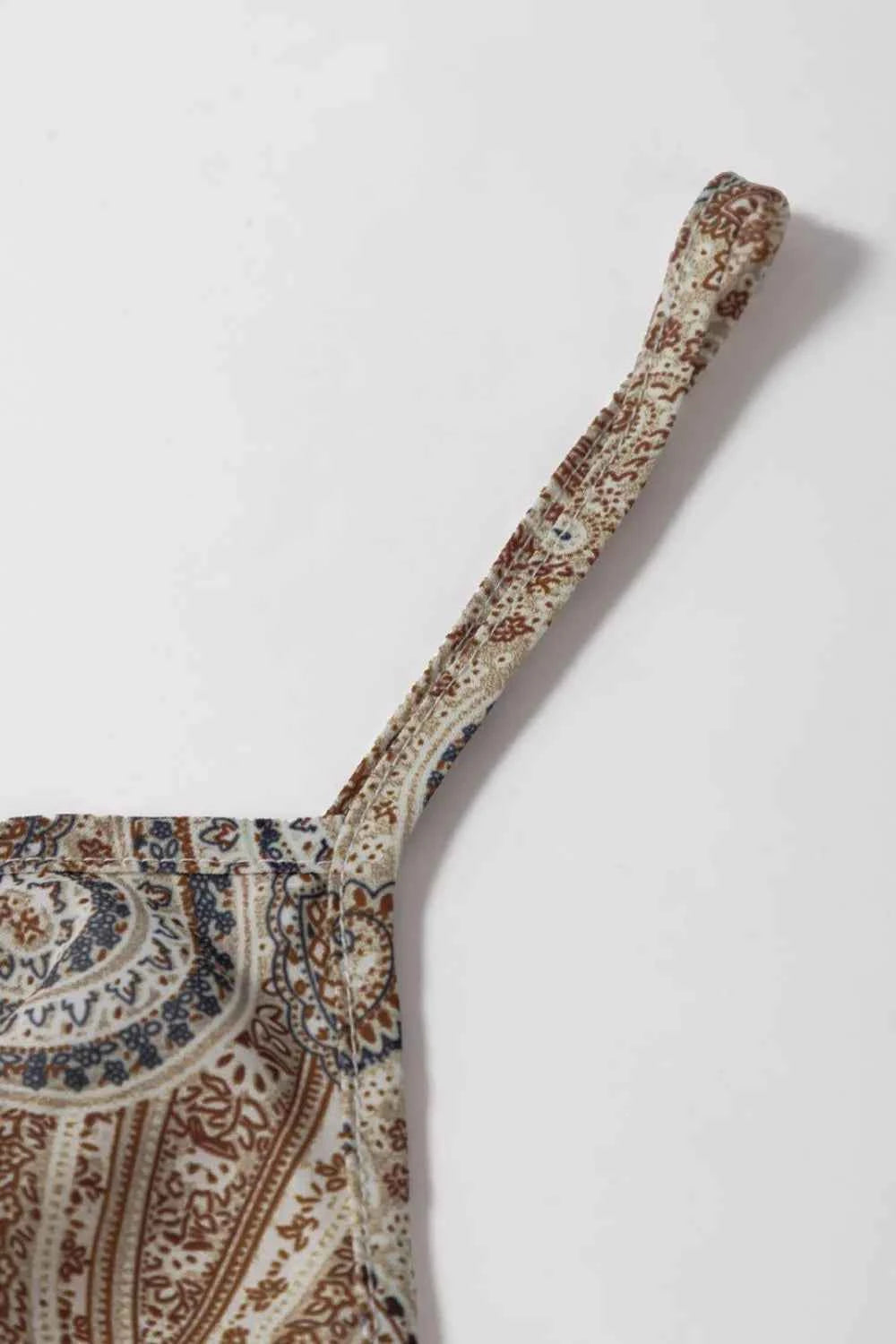 Paisley Printed Smocked Babydoll Cami Trendsi