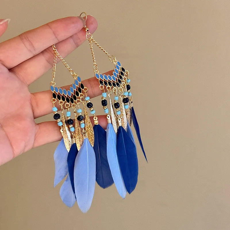 Alloy Rice Bead Dangle Earrings Trendsi