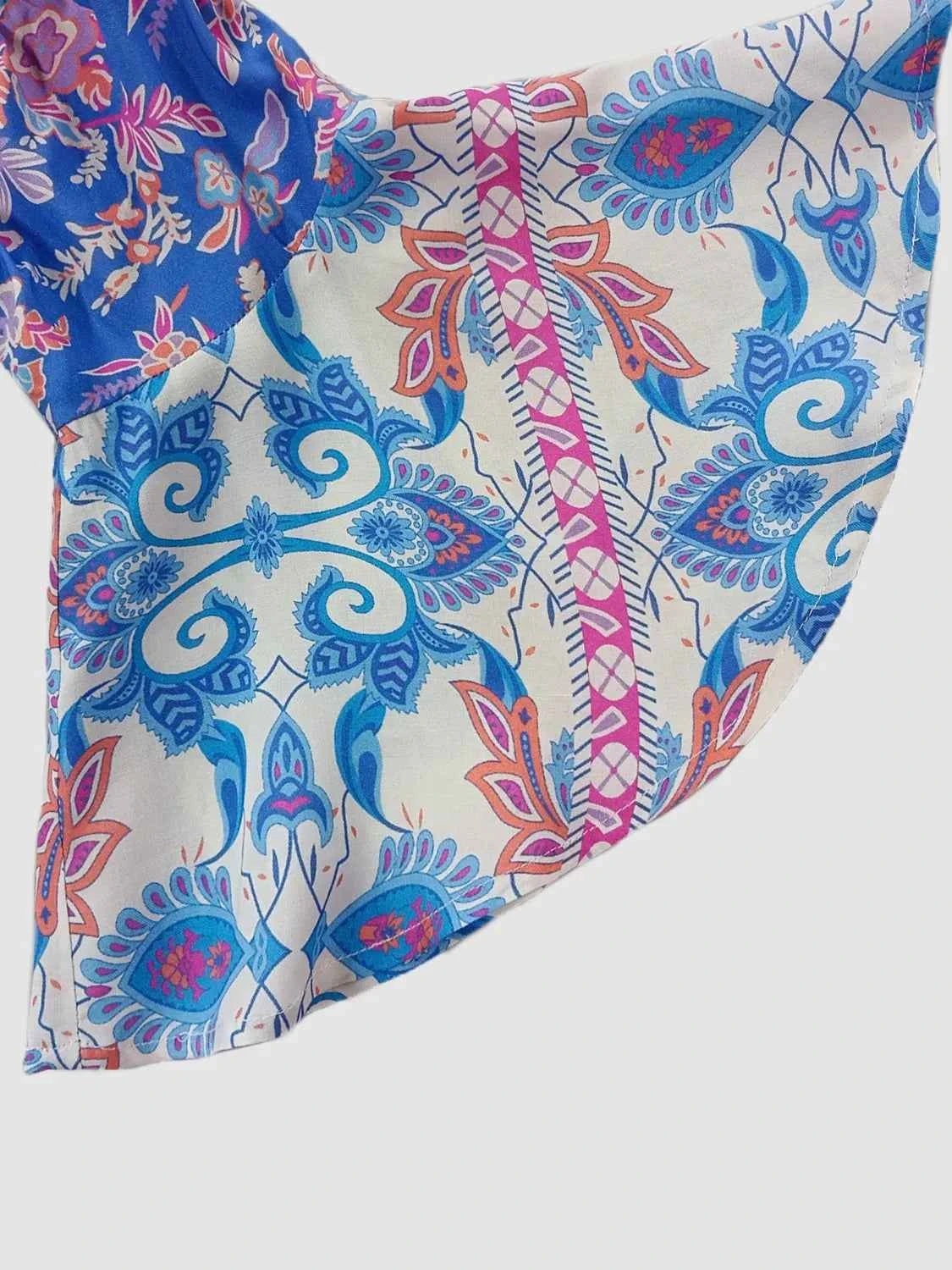 Smocked Off-Shoulder Printed Top and Skirt Set Trendsi