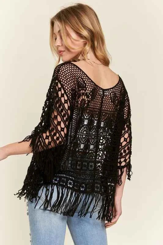 ADORA Fringe Hem Crochet Top - Stylish Boho Chic for Every Occasion Trendsi