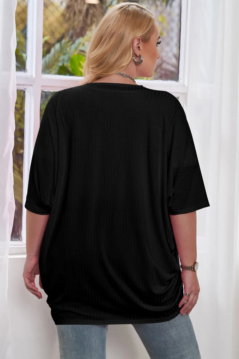 Plus Size Ribbed Cocoon Cover Up Trendsi