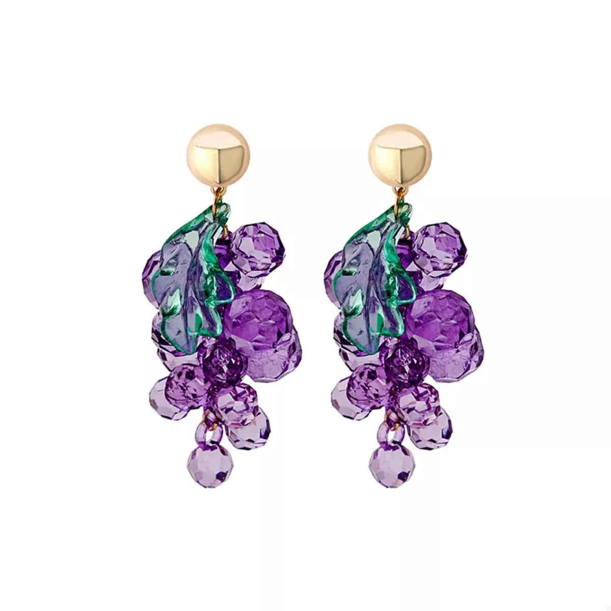 Grape Cluster Beaded Dangle Earrings Trendsi
