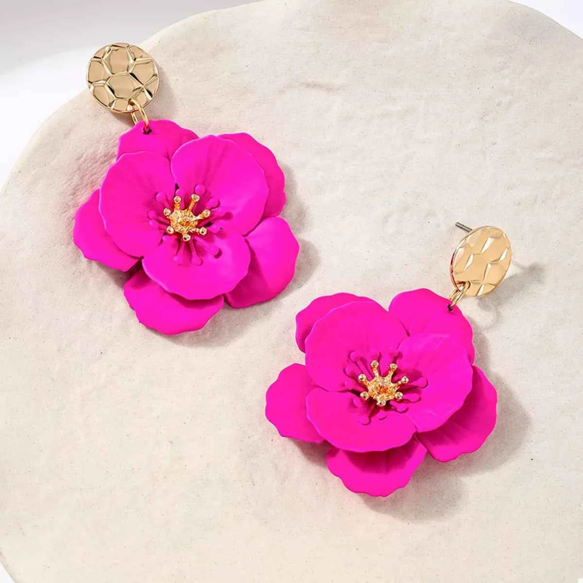 Floral Statement Drop Earrings with Gold Accent Trendsi