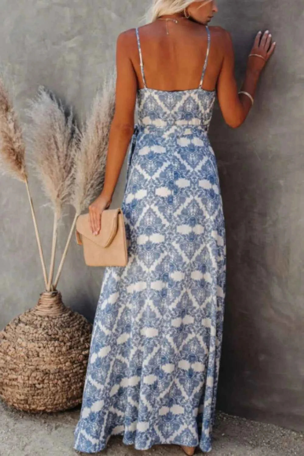 Printed Tied Maxi Cami Dress Trendsi