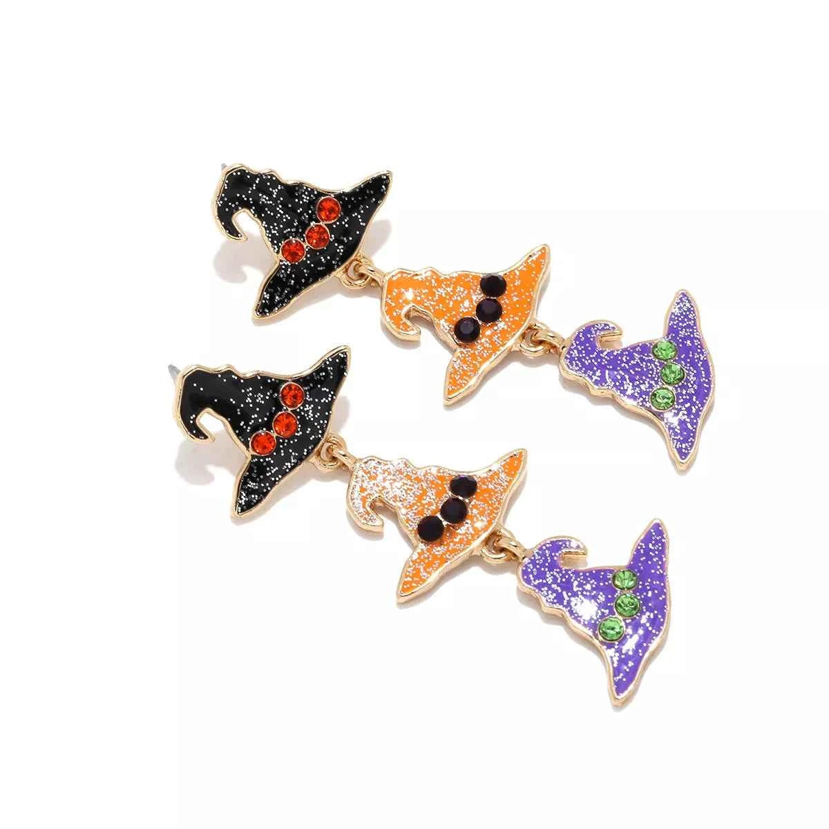 Halloween Witch Hat Drop Earrings - 18K Gold-Plated Sparkle Jewelry Trendsi