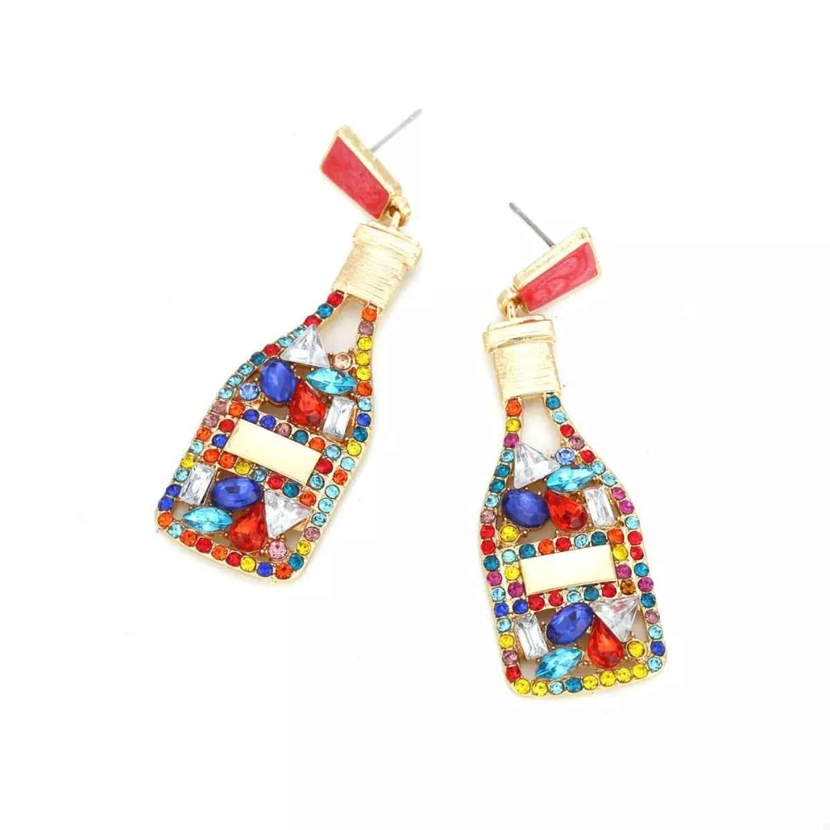 Champagne Bottle Drop Earrings Color Mixing onesize Trendsi