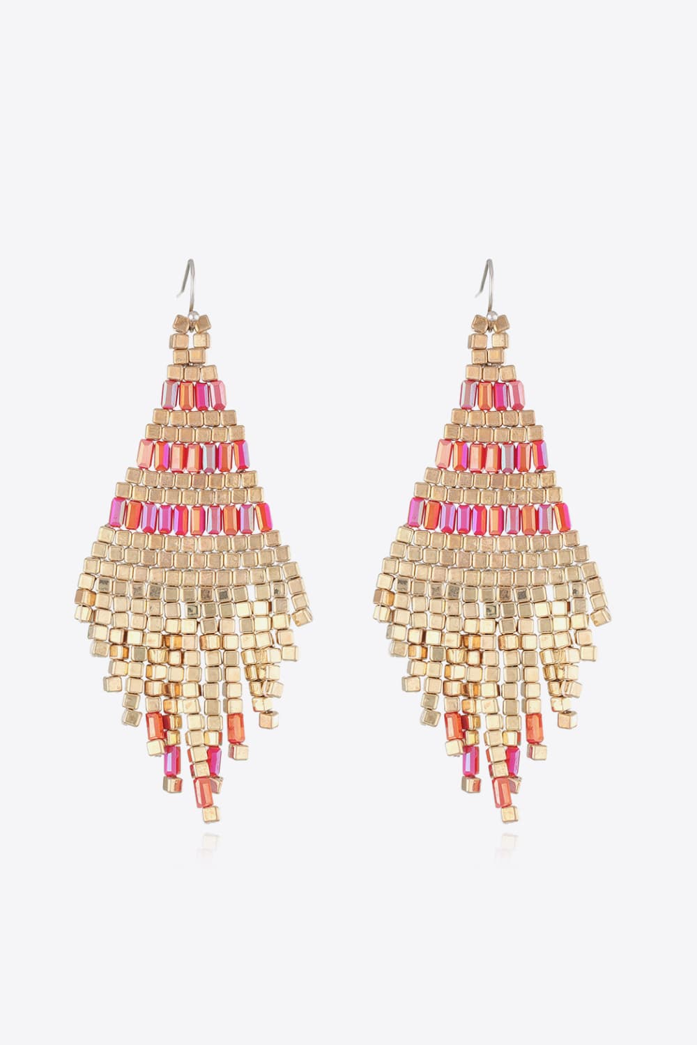 Beaded Dangle Earrings Red One Size Trendsi