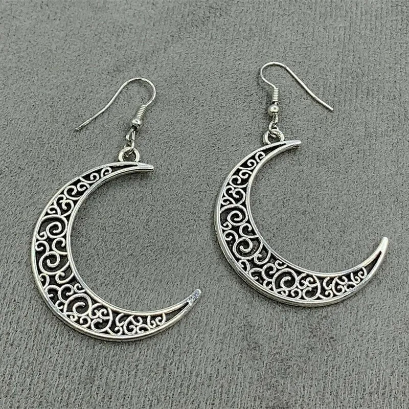 Alloy Cutout Moon Earrings Trendsi