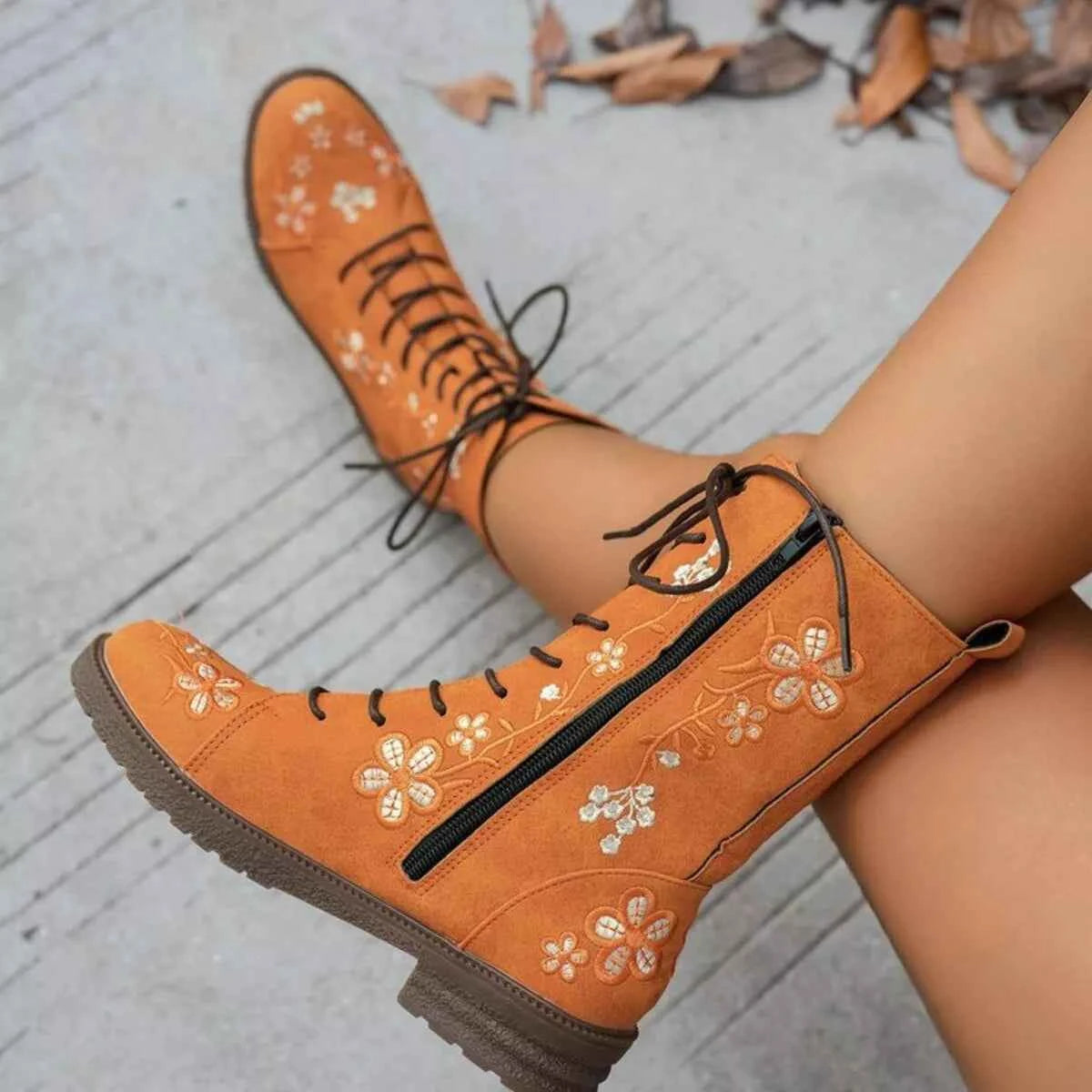 Round Toe Block Heels Boots Trendsi