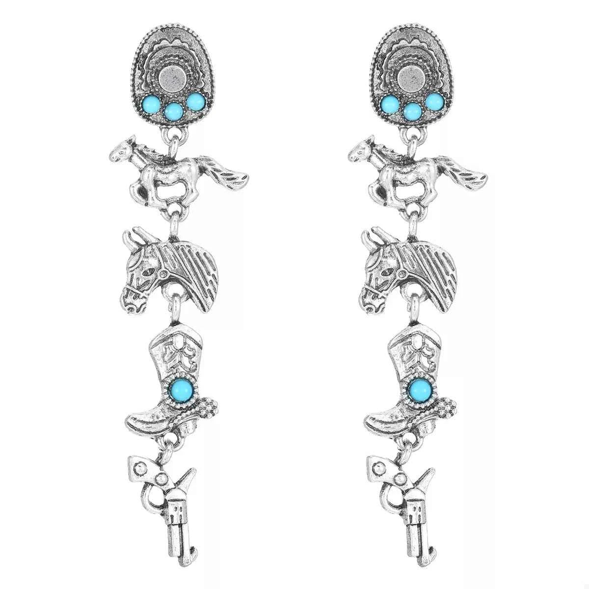 Western Style Turquoise Accent Earrings Trendsi