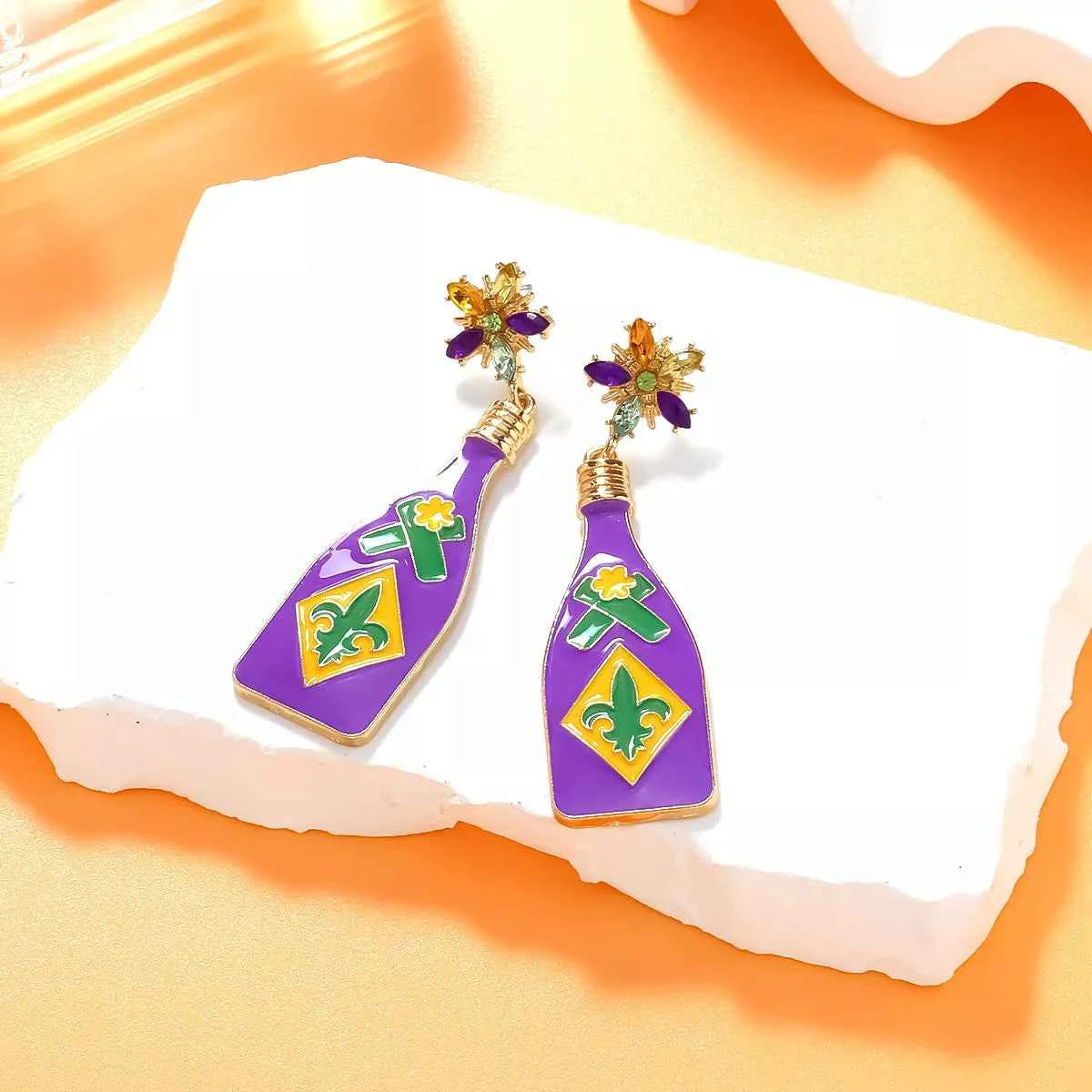 Mardi Gras Bottle Dangle Earrings Trendsi