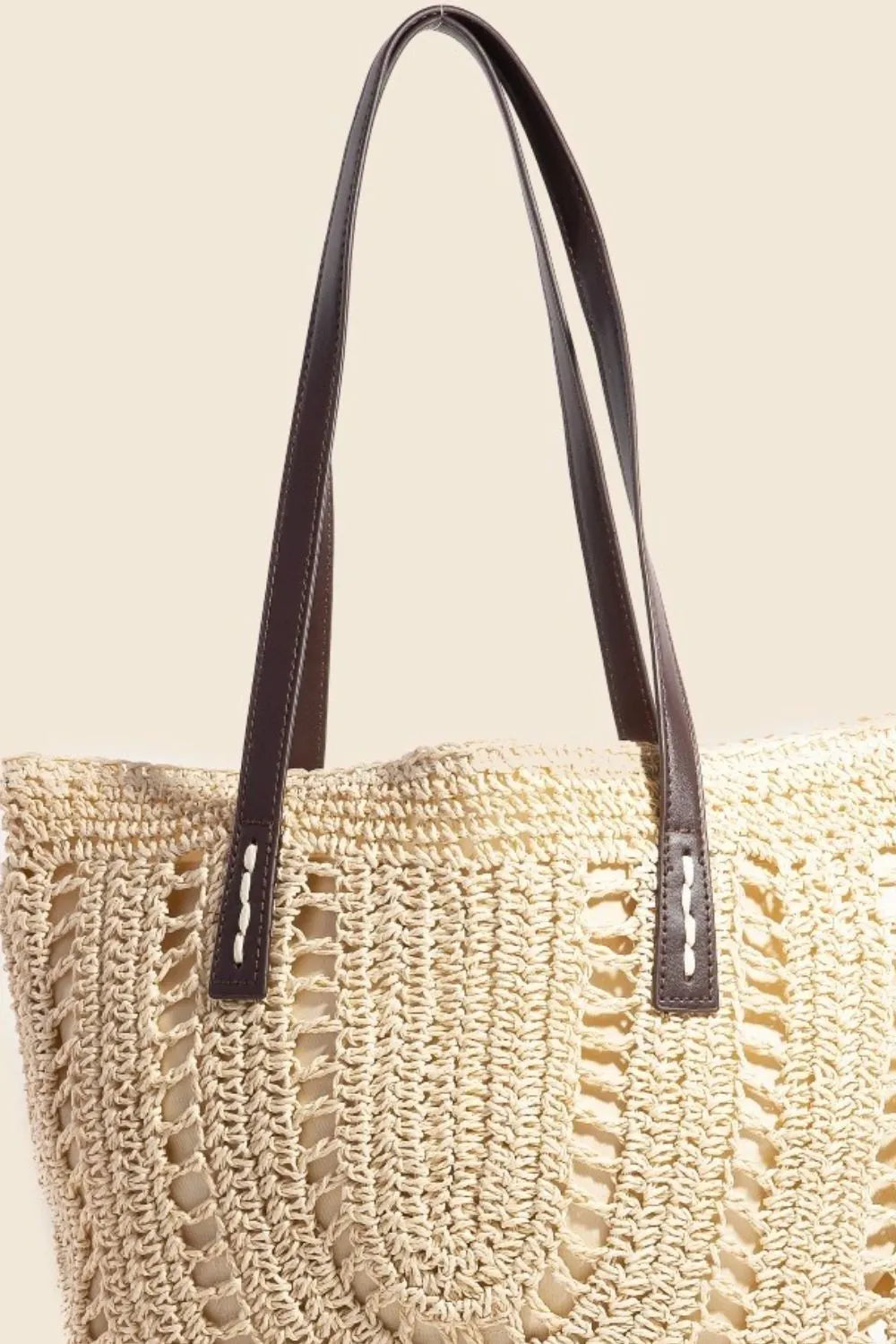 Fame Straw Braided Rounded Tote Bag Trendsi