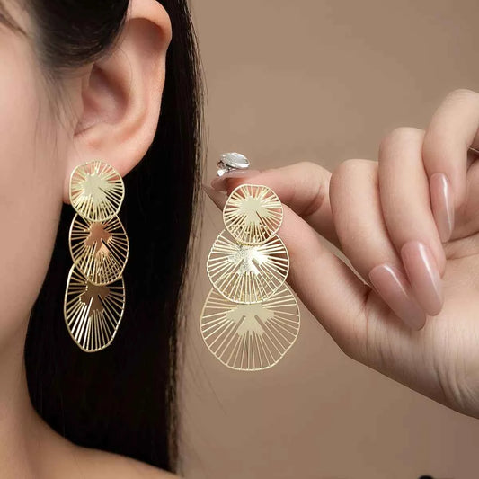 18K Gold-Plated Geometric Drop Earrings Gold onesize Trendsi