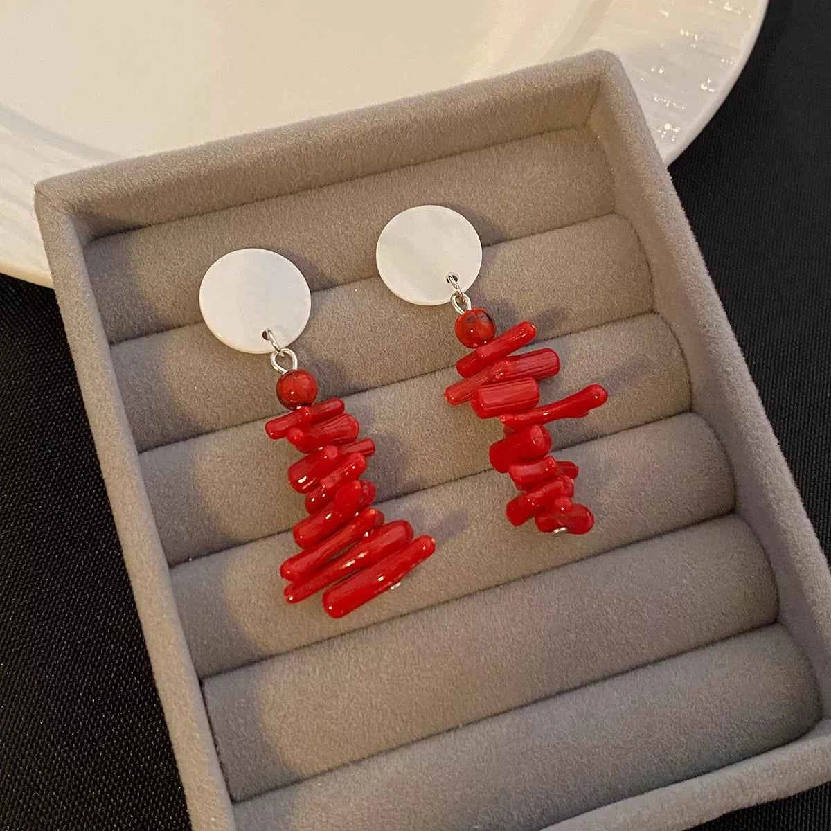 Resin Coral Chip Dangle Earrings Trendsi