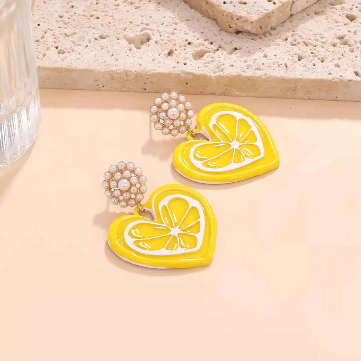 Heart Dangle Earrings with Pearl Accent Trendsi