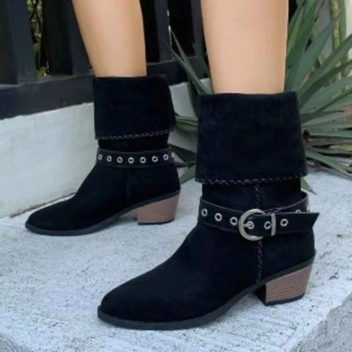 Point Toe Block Heels Boots Trendsi