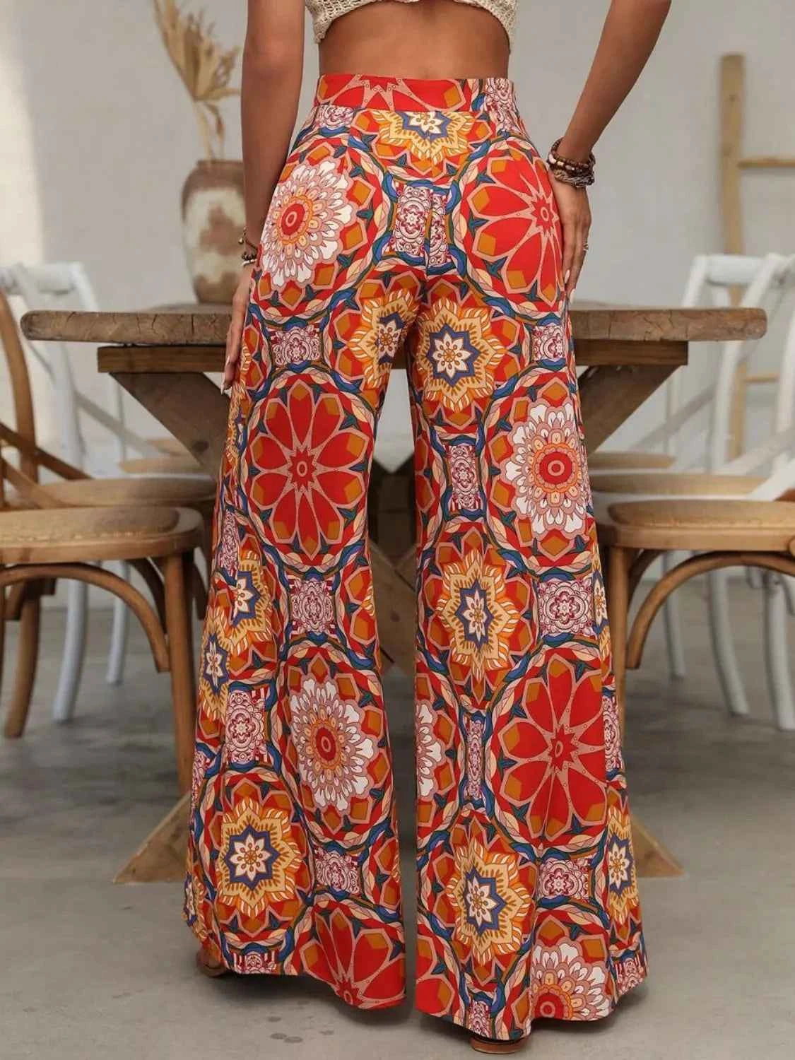 Printed Wide Leg Pants Trendsi