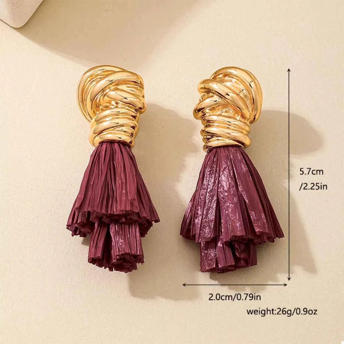 Golden Wire Wrapped Tassel Drop Earrings Trendsi