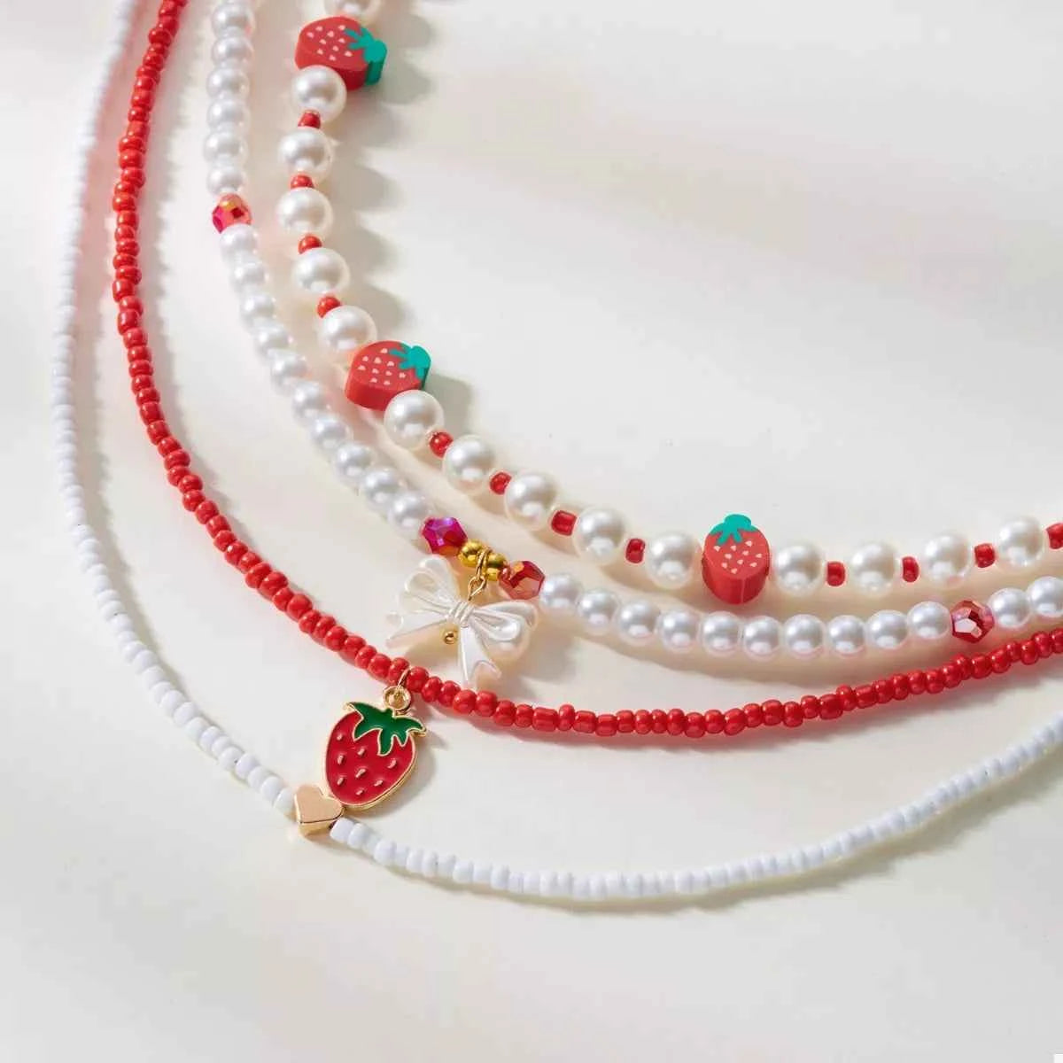 4 Piece Strawberry Pearl Beaded Necklace Trendsi