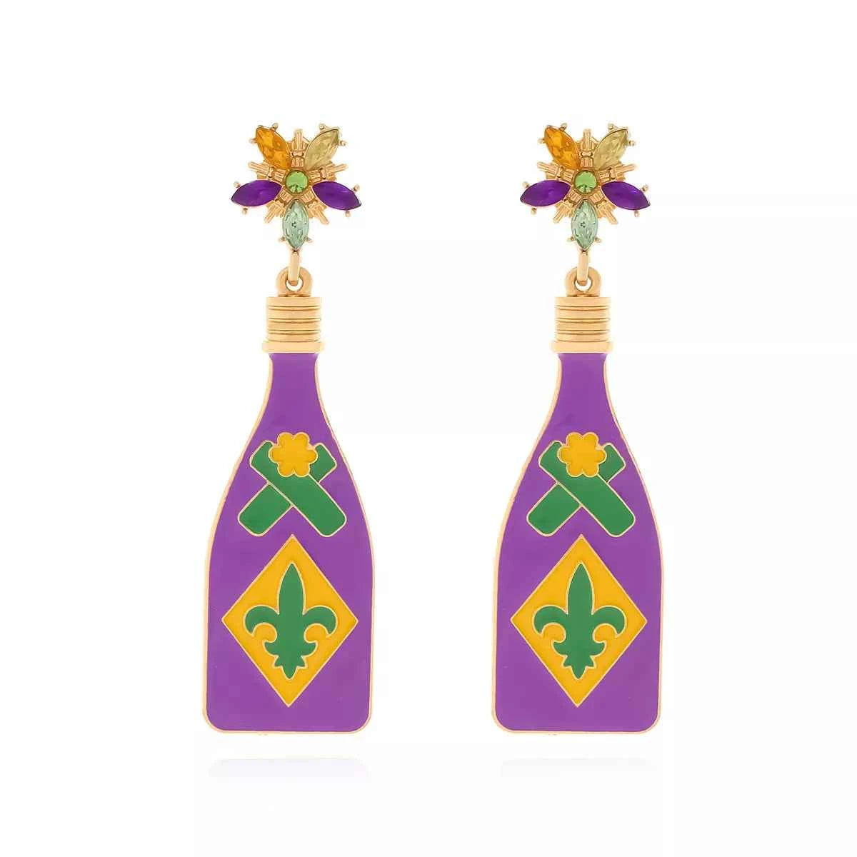 Mardi Gras Bottle Dangle Earrings Trendsi
