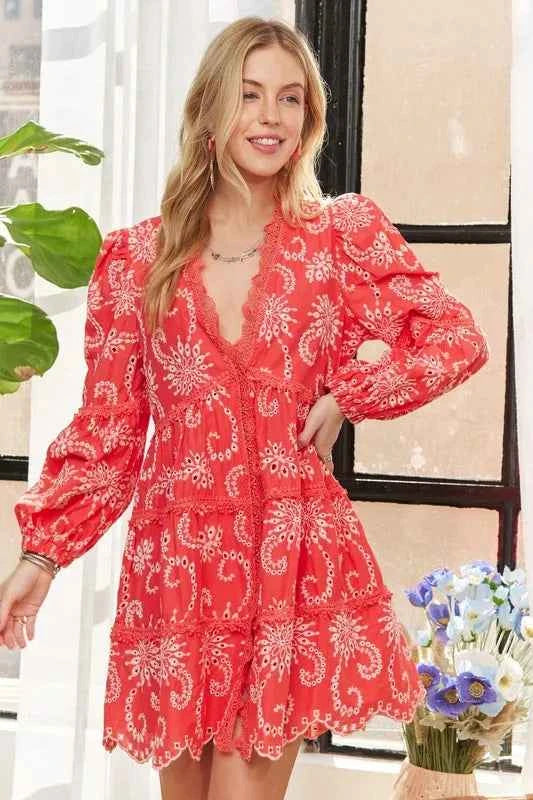 ADORA Puff Sleeve Floral Boho Mini Dress Trendsi