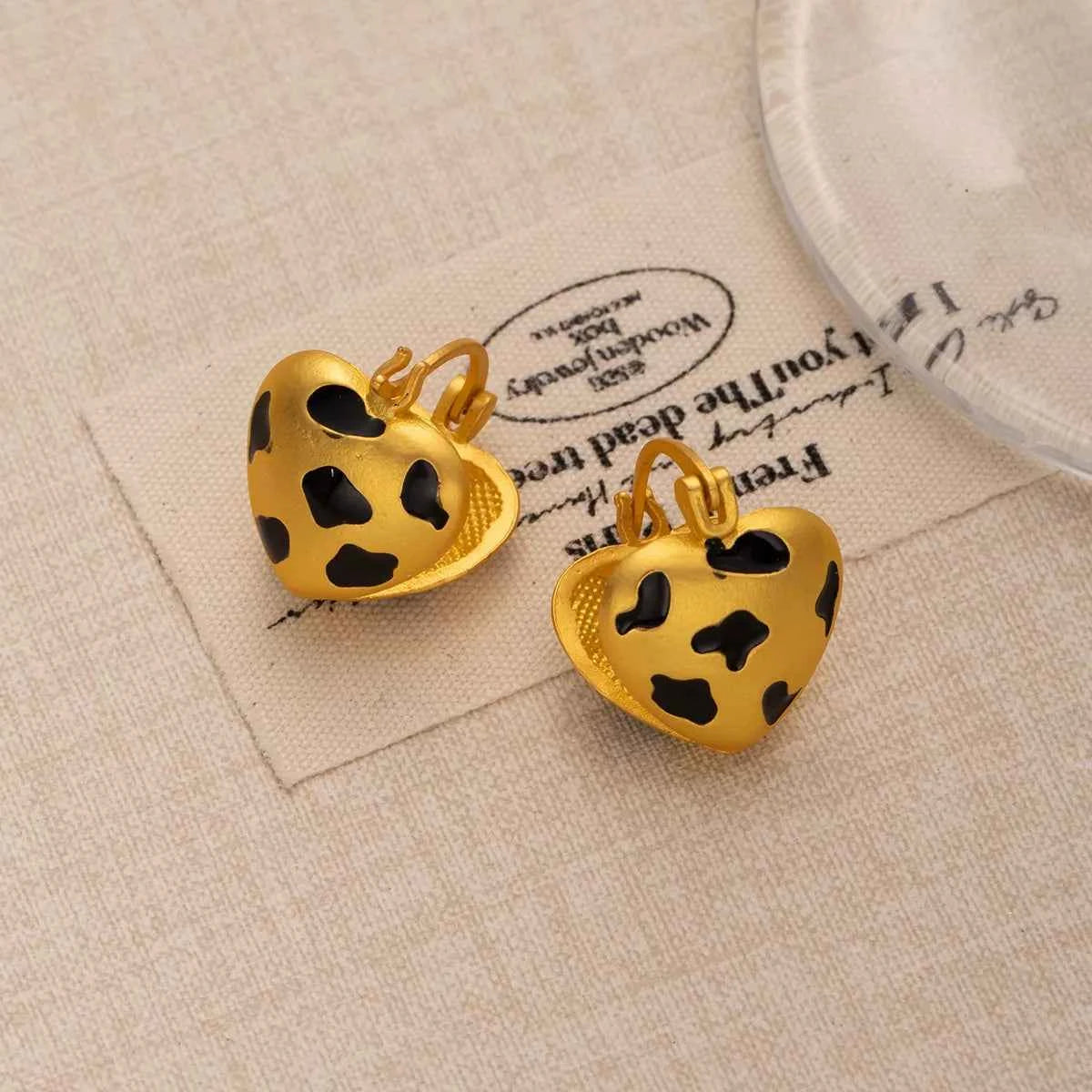 18K Gold-Plated Heart Leopard Print Statement Earrings Trendsi