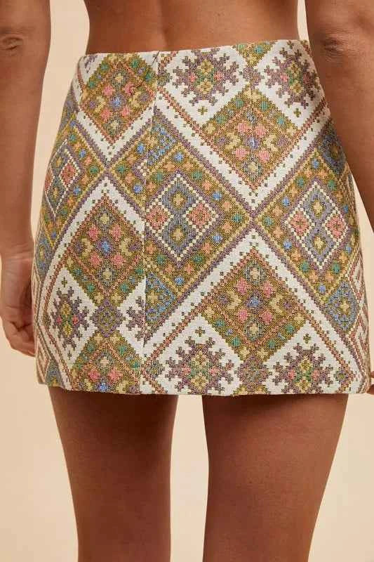 Annie Wear Ethic Woven Jacquard Wrap Mini Skirt Trendsi