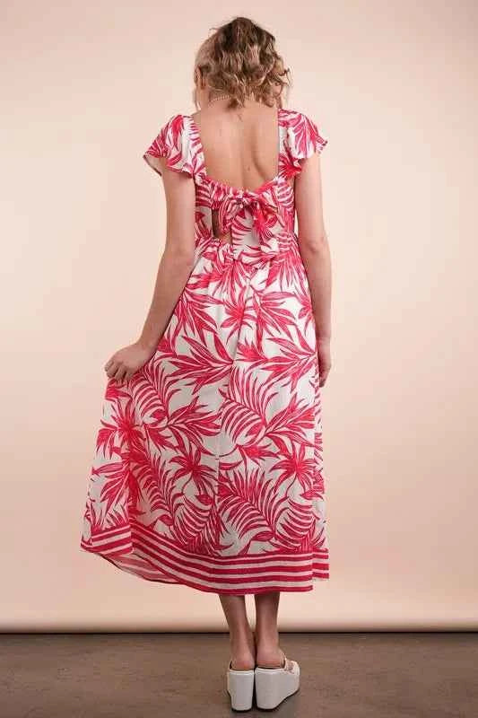 VERY J Tropical Printed Midi Summer Boho Dress Trendsi