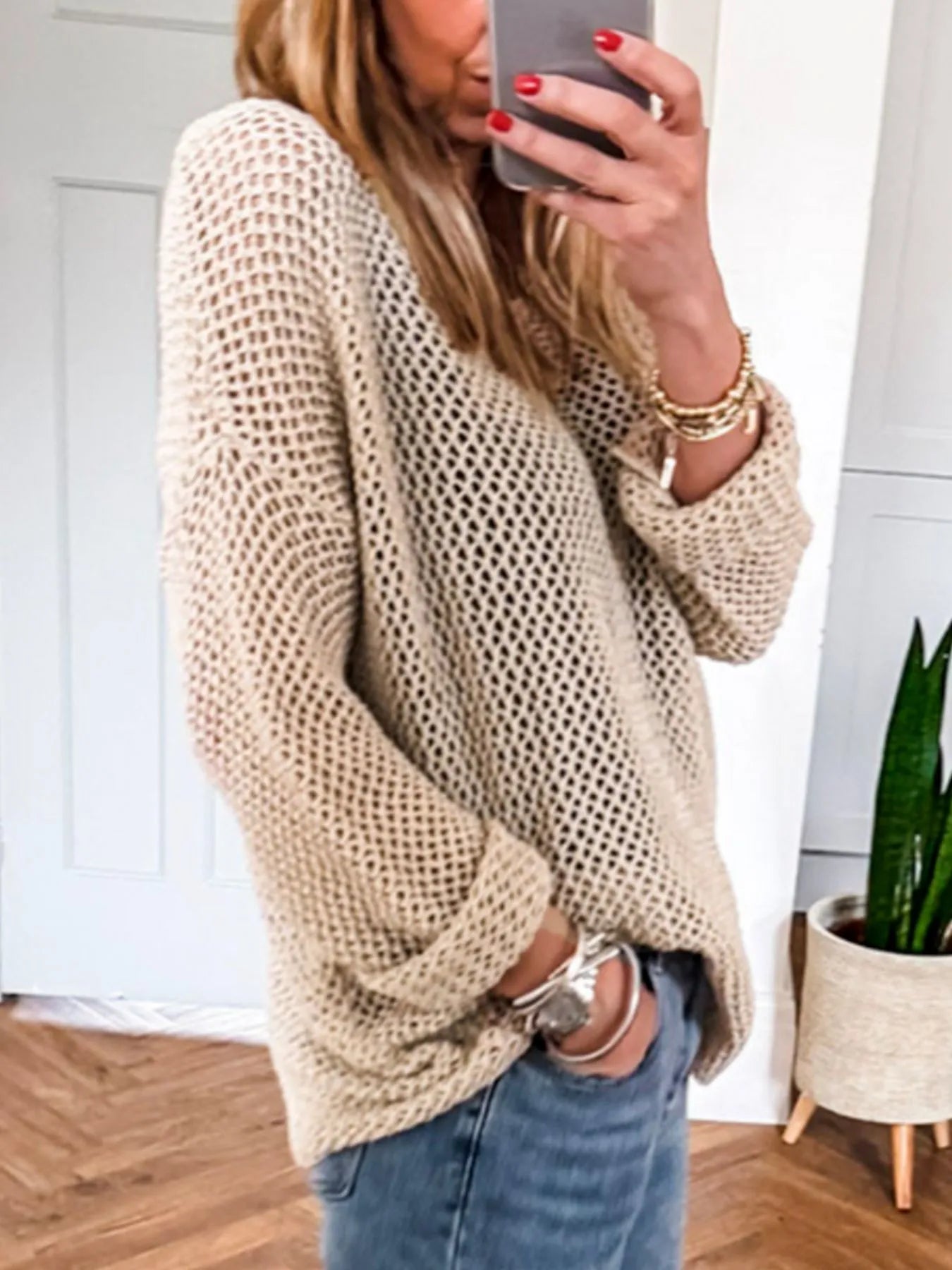 Lightweight Openwork Knit Cover Up Trendsi