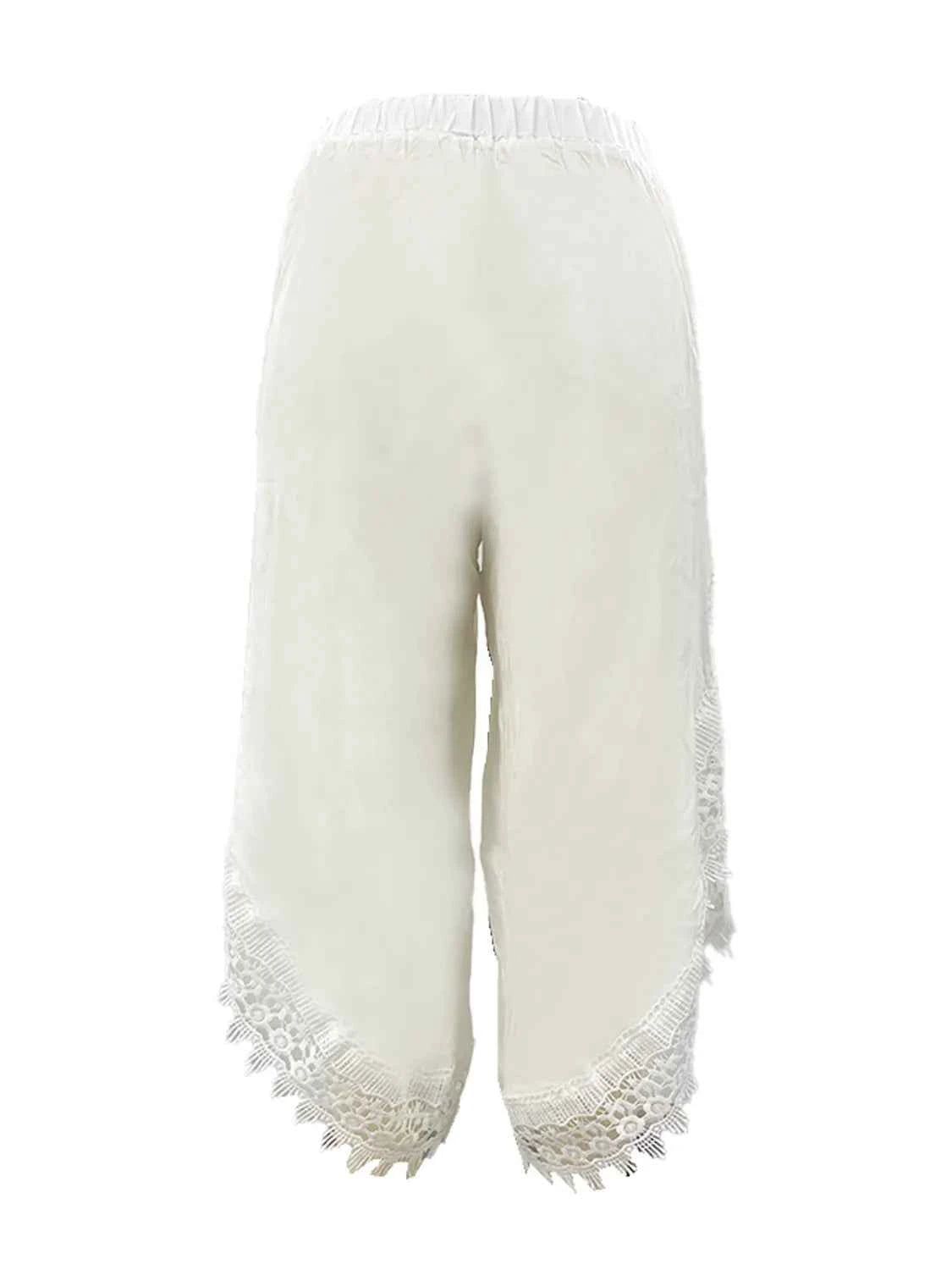 Full Size Lace Detail Wide Leg Pants Plus Size Trendsi