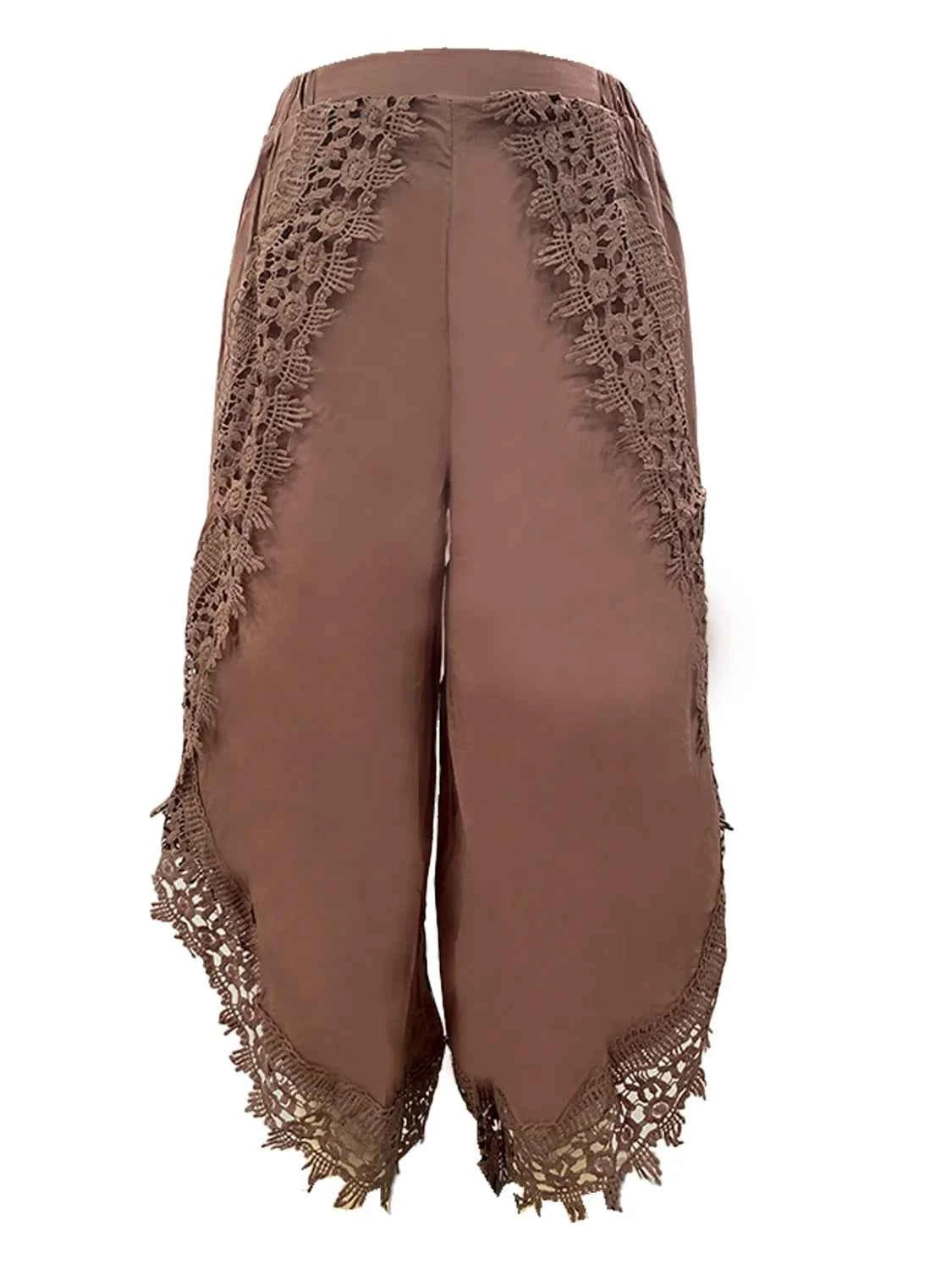 Full Size Lace Detail Wide Leg Pants Plus Size Trendsi