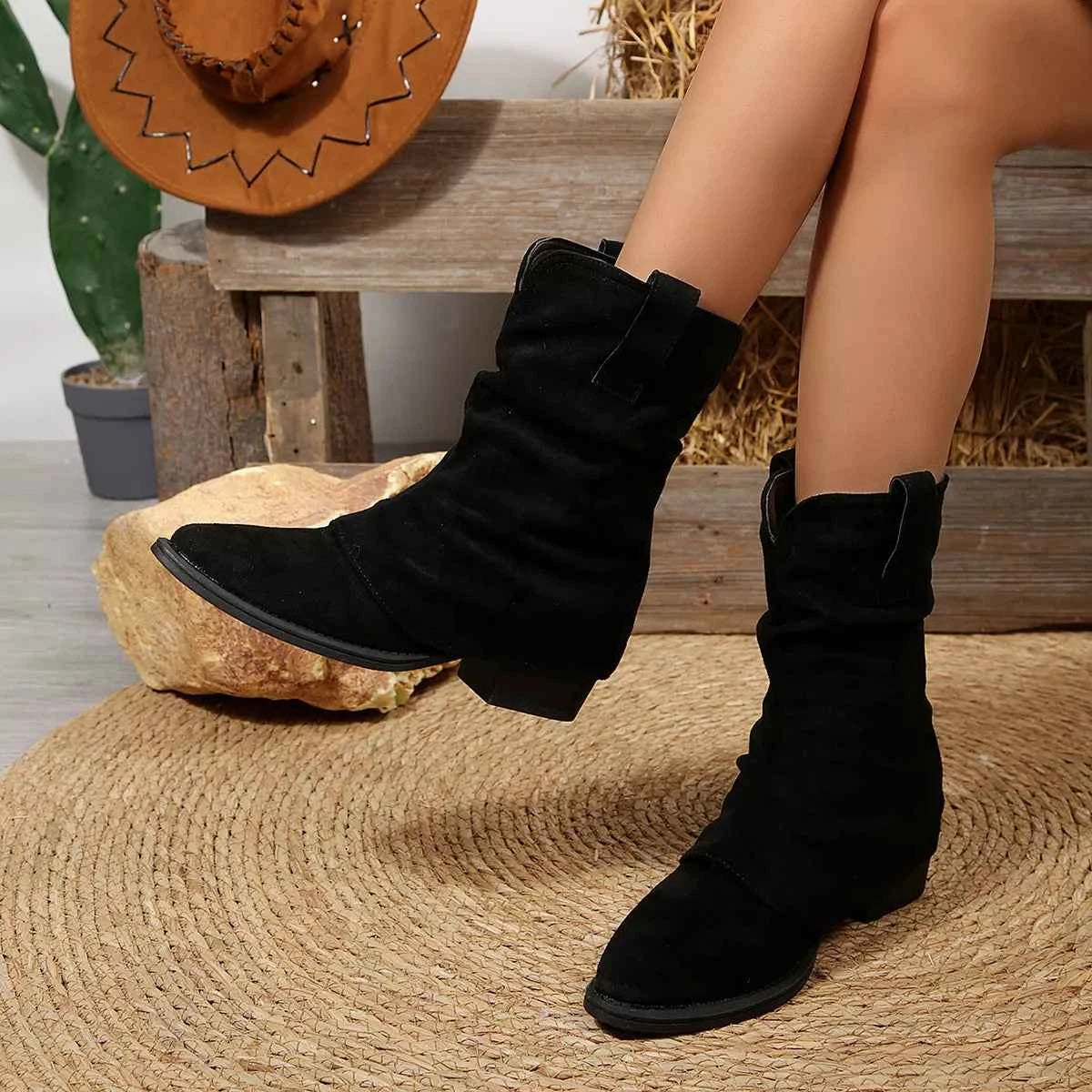 Point Toe Block Heels Boots Trendsi