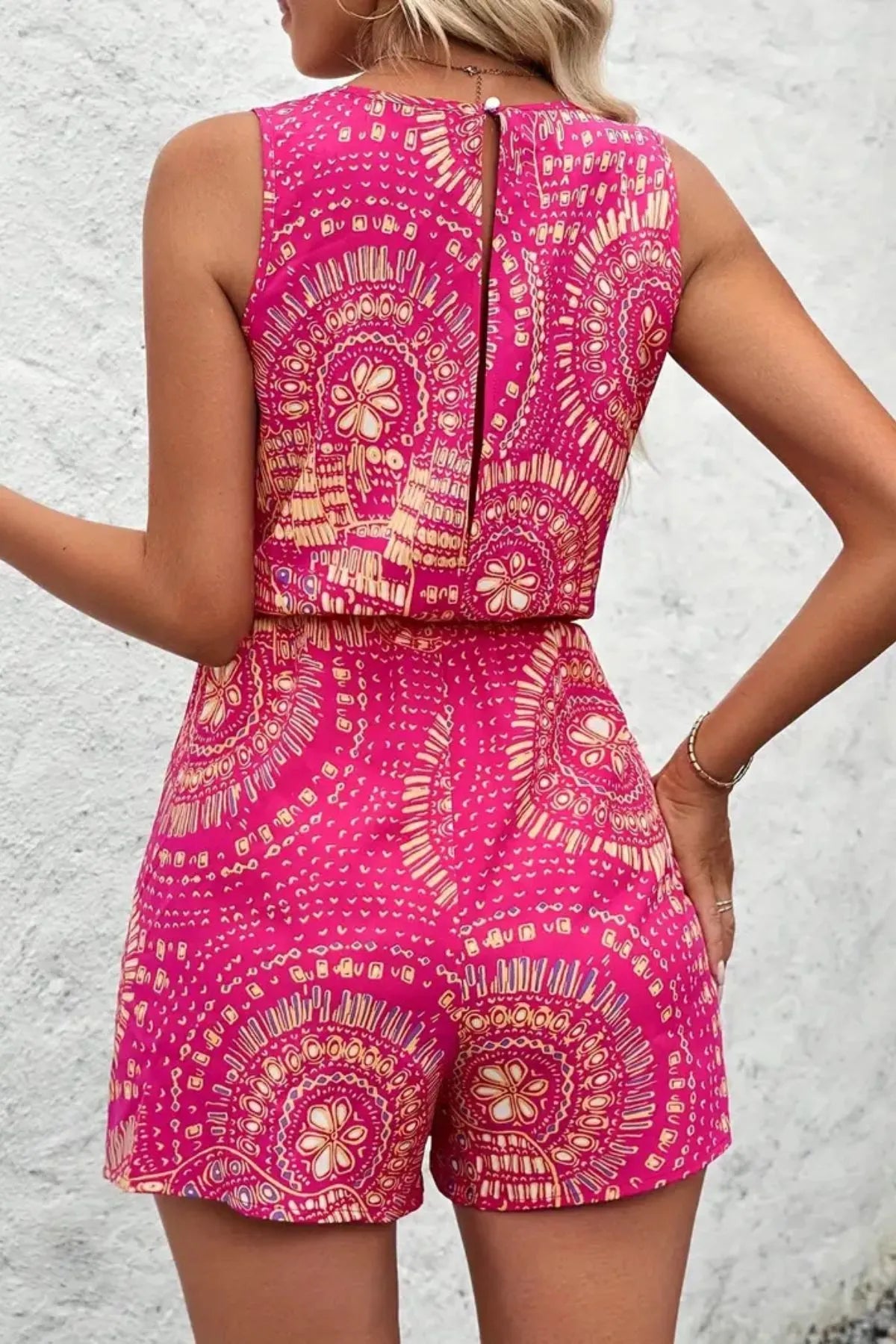 Boho Floral Print Sleeveless Summer Romper Trendsi