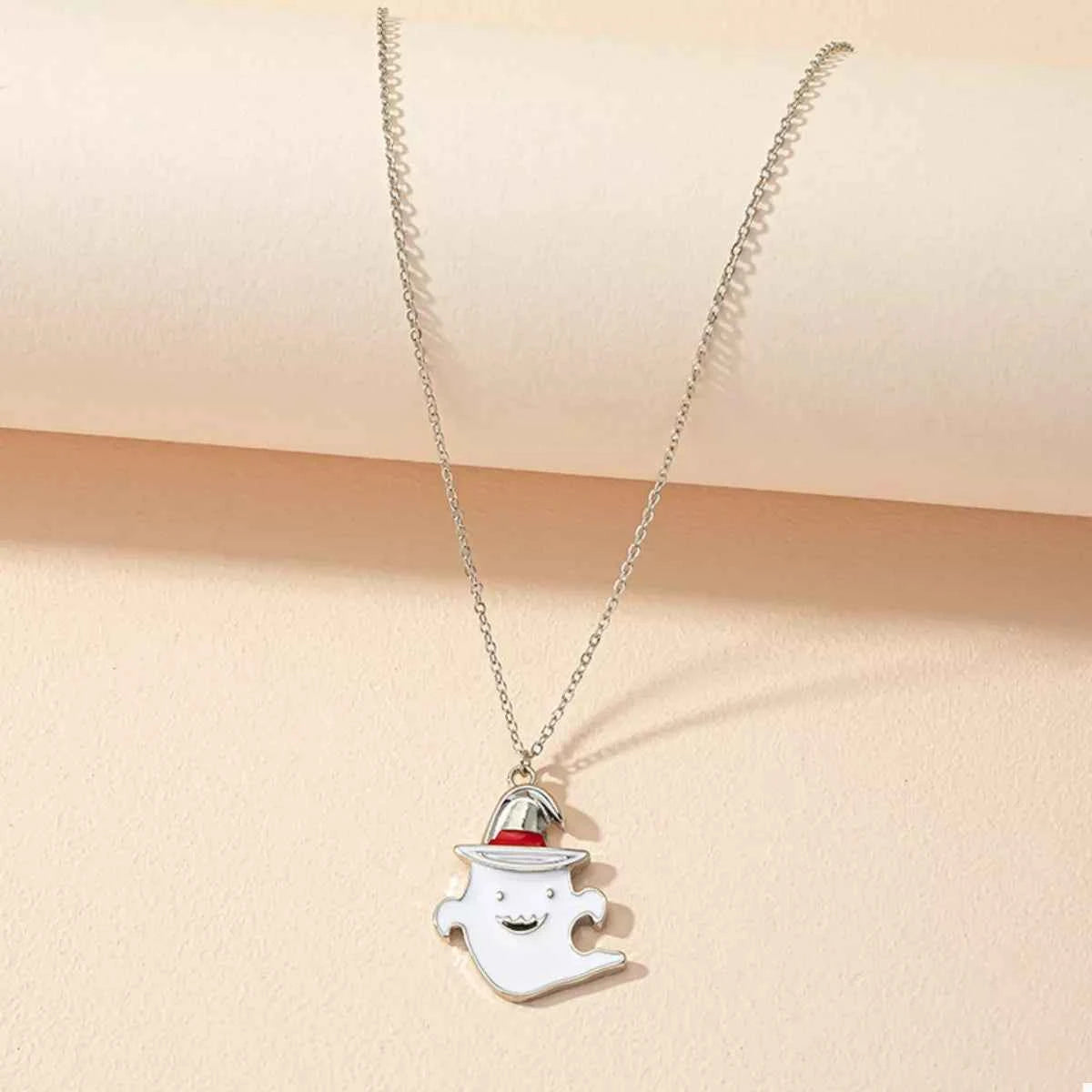 Halloween Cute Ghost Pendant Necklace - Silver Plated Charm Jewelry Trendsi