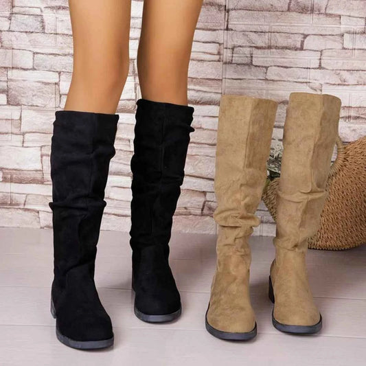 Round Toe Block Heels Boots Trendsi