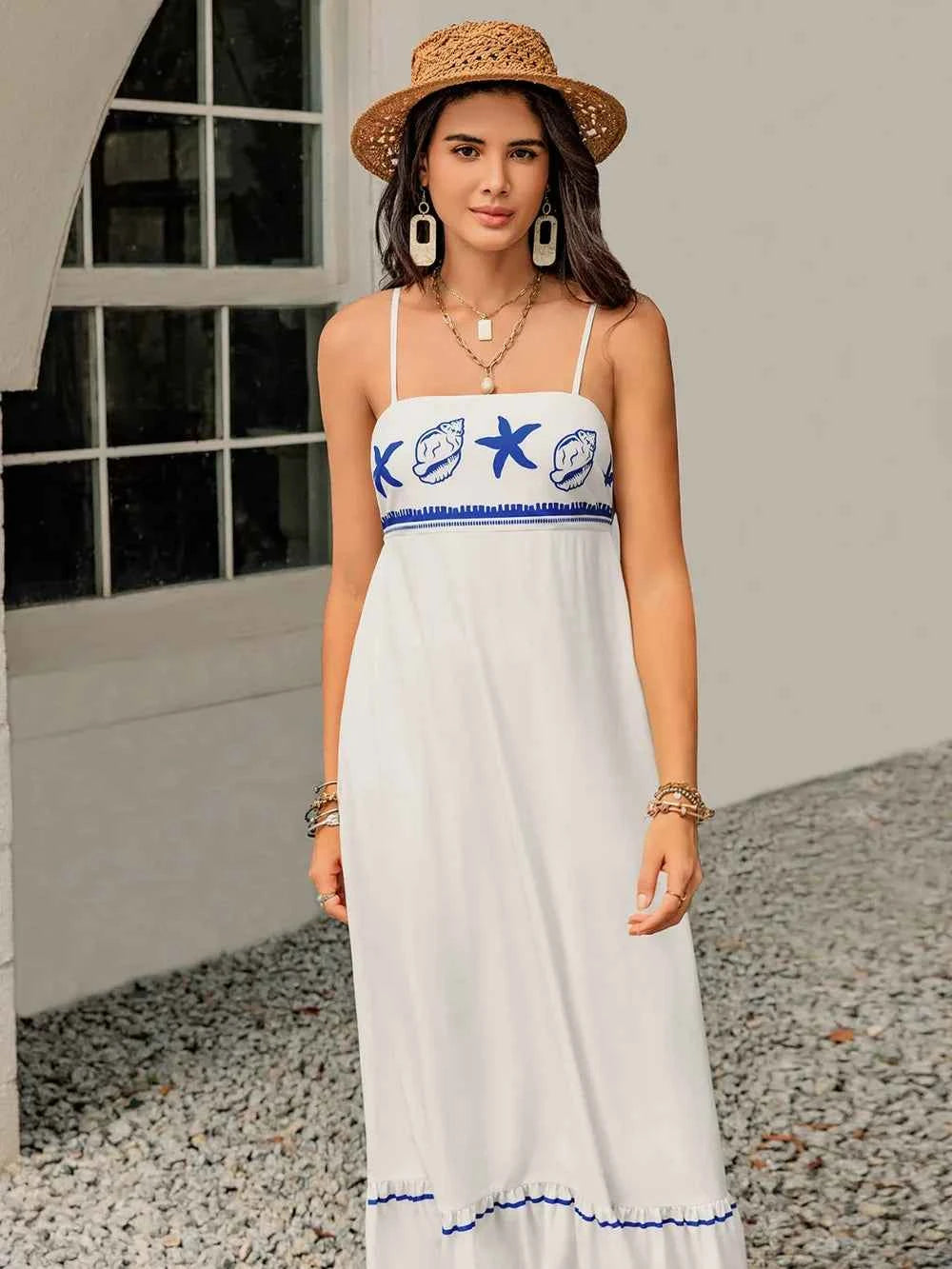 Printed Square Neck Maxi Cami Dress Trendsi