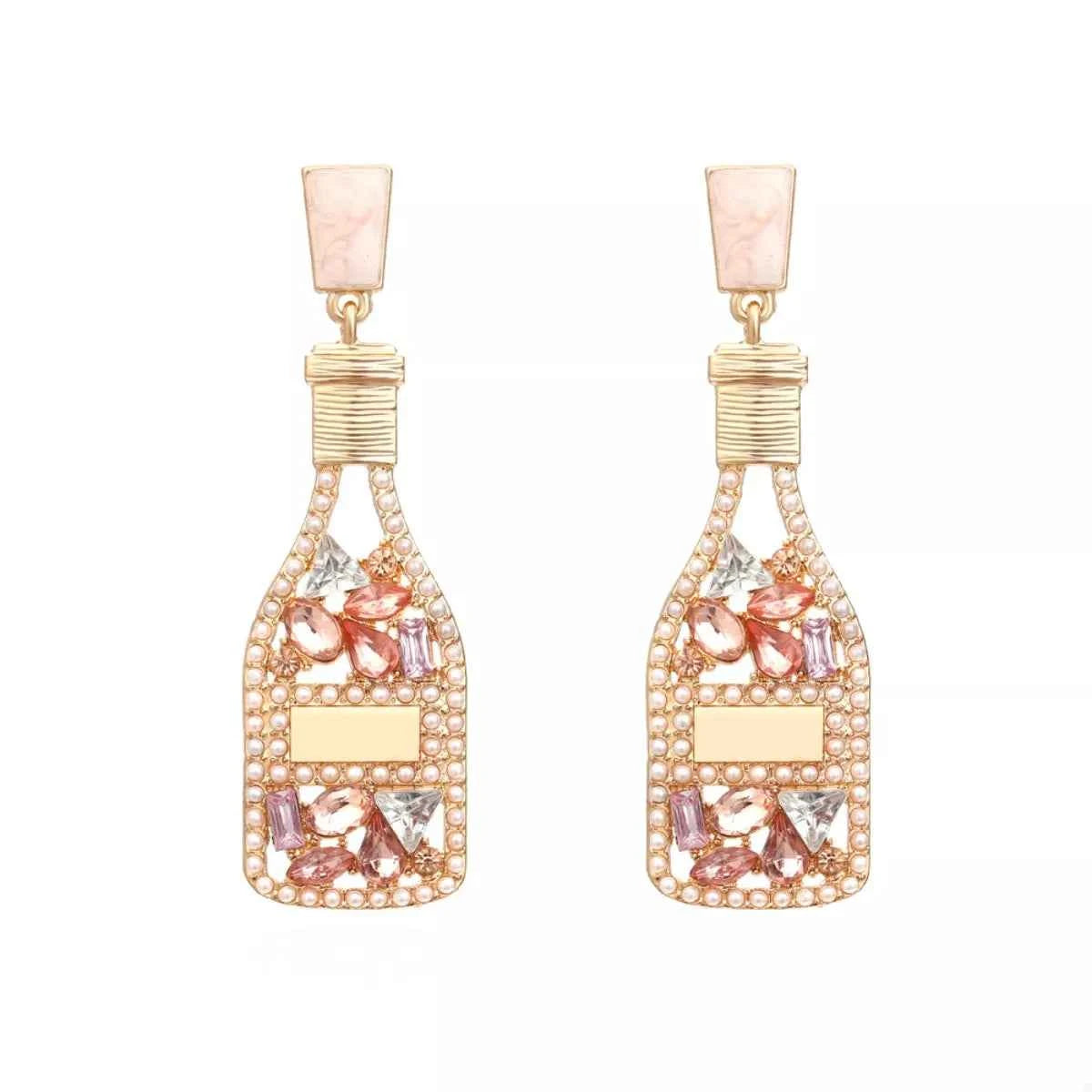 Champagne Bottle Drop Earrings Champagne onesize Trendsi