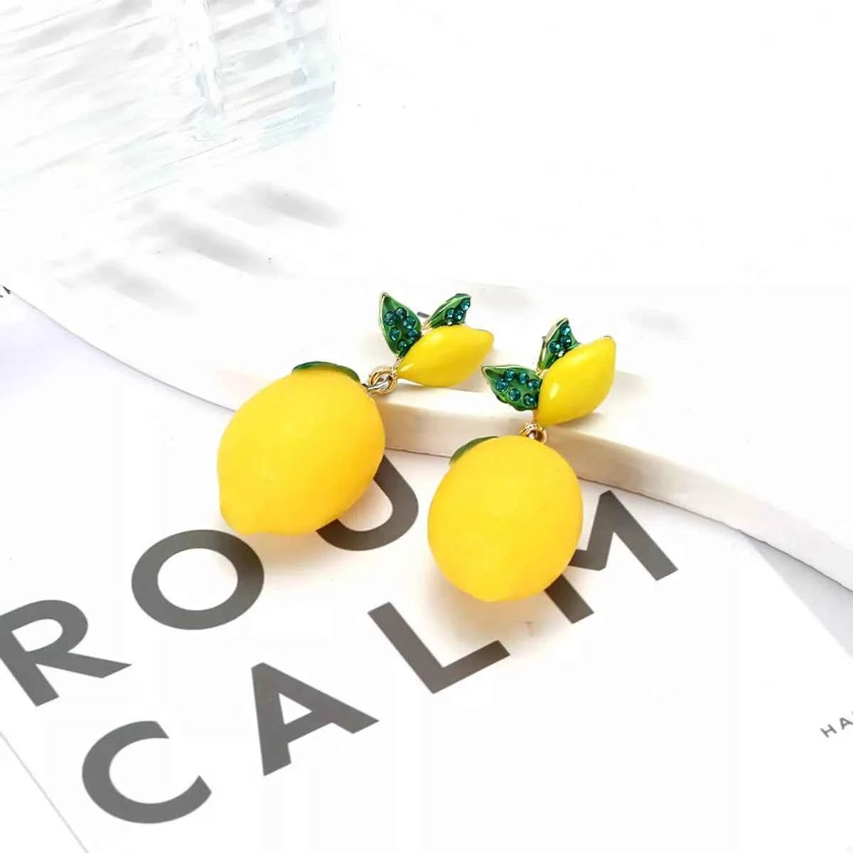 Lemon Fruit Drop Earrings Yellow onesize Trendsi