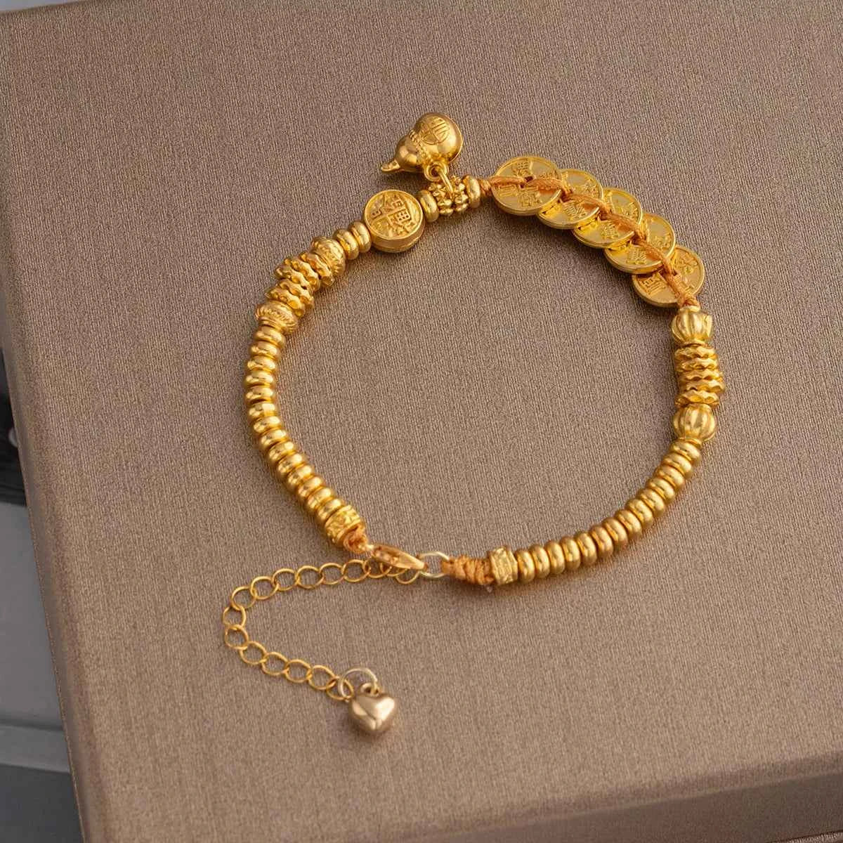 18K Gold-Plated Zinc Alloy Coin Bracelet Gold onesize Trendsi