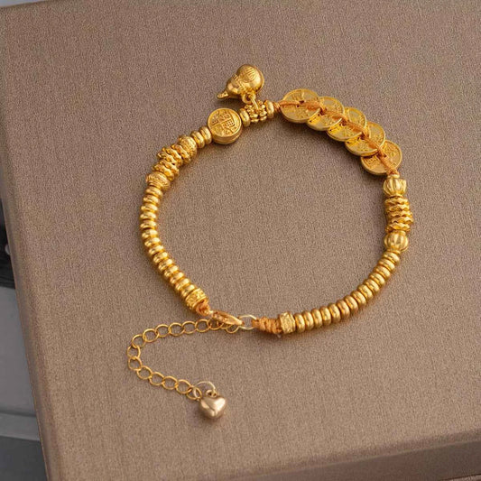 18K Gold-Plated Zinc Alloy Coin Bracelet Gold onesize Trendsi