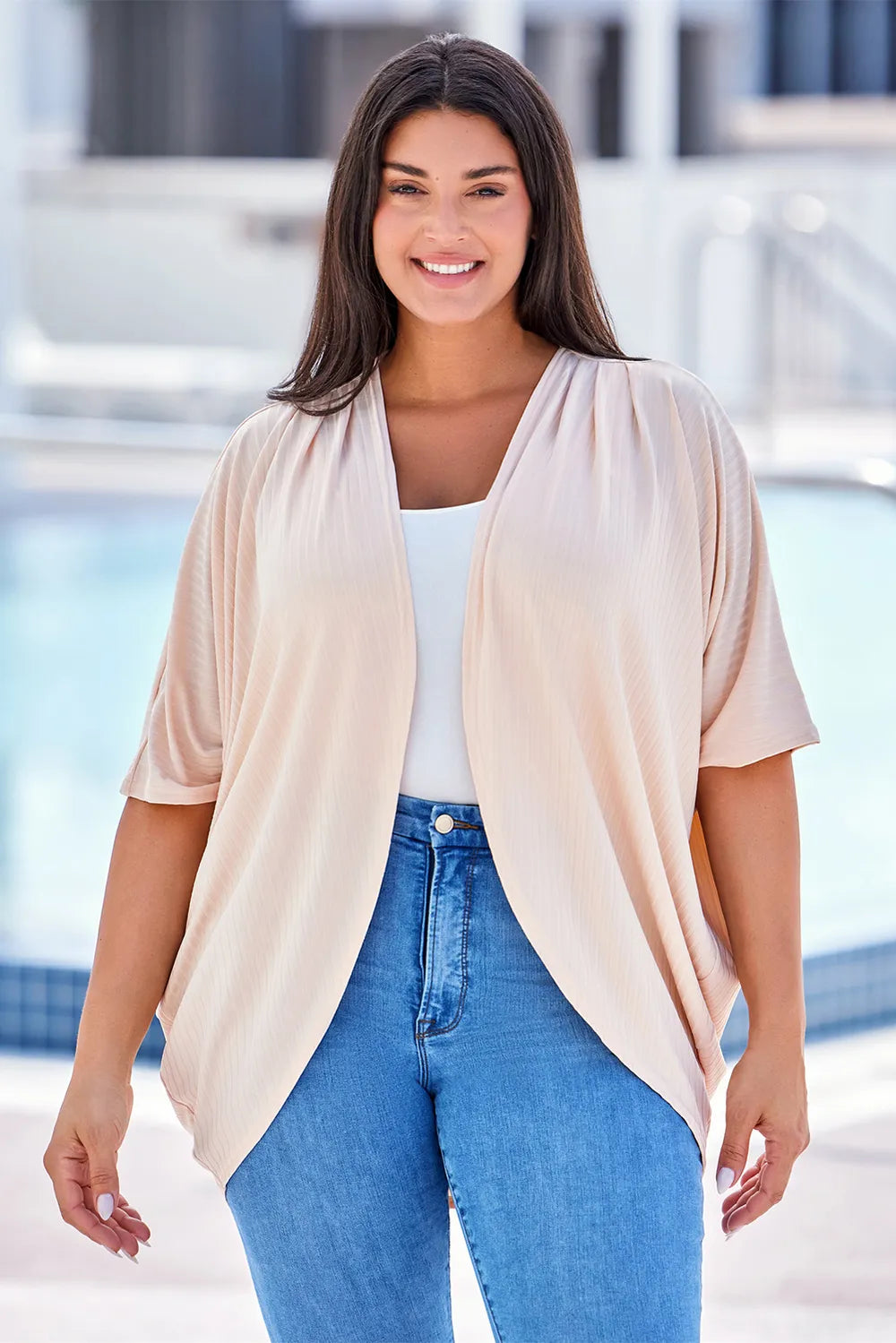 Plus Size Ribbed Cocoon Cover Up Trendsi