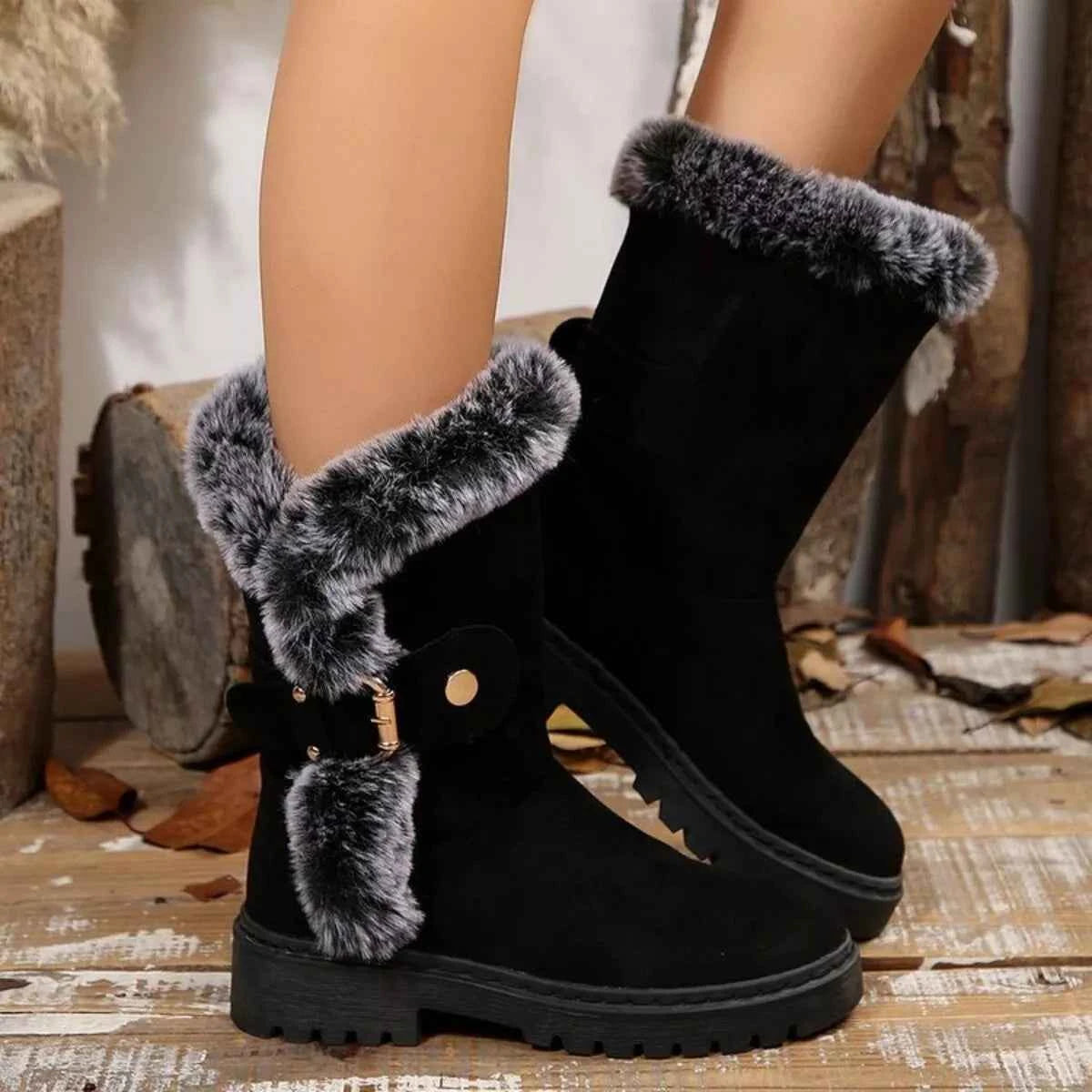 Round Toe Platform Block Heels Boots Trendsi