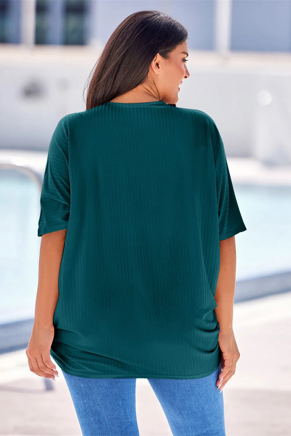 Plus Size Ribbed Cocoon Cover Up Trendsi