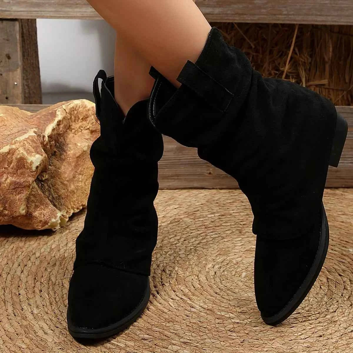 Point Toe Block Heels Boots Trendsi