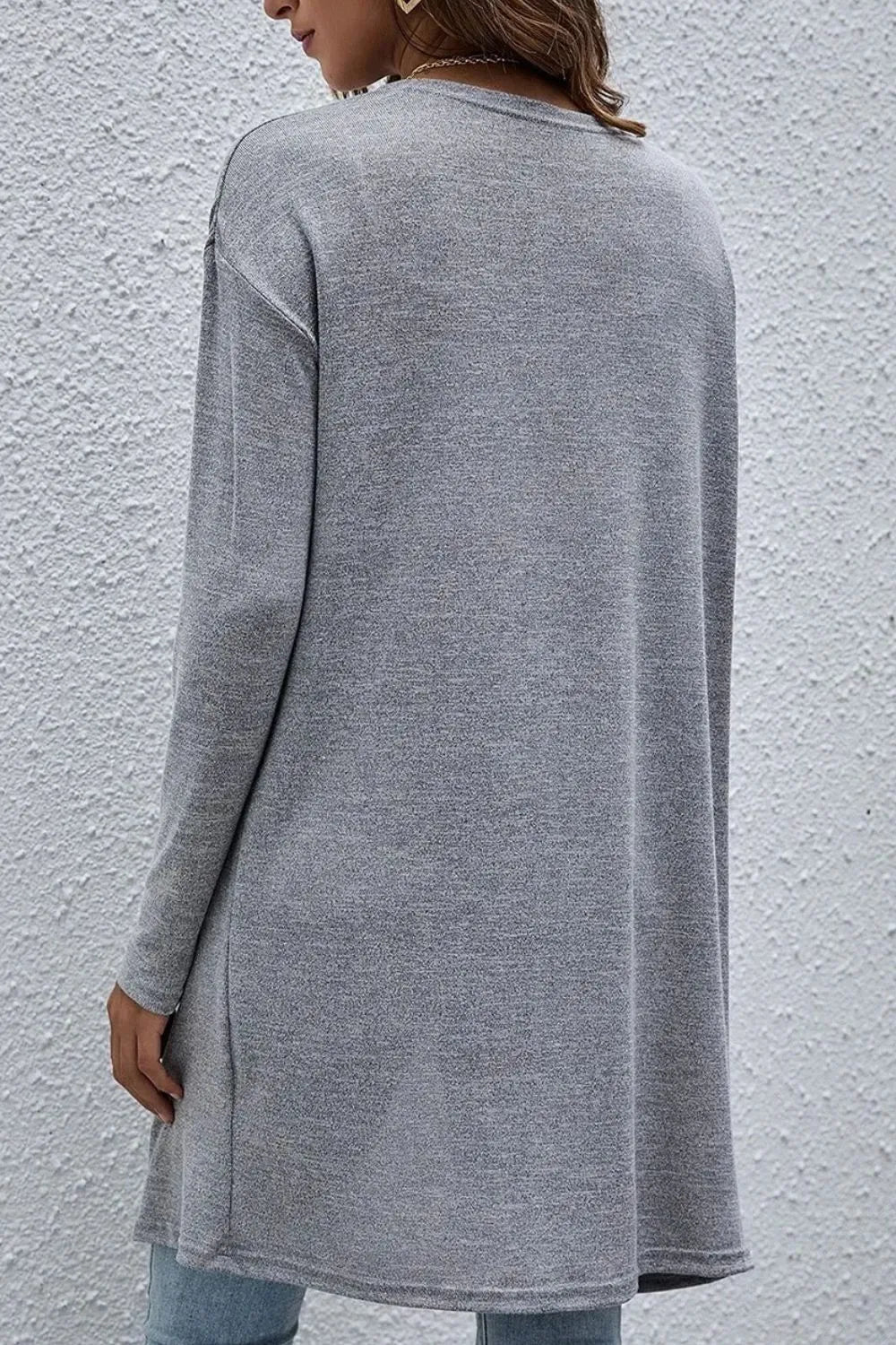 Open Front Long Sleeve Cover Up Trendsi