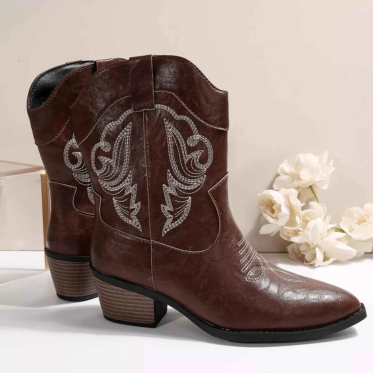 Western Cowboy Boots with Embroidered Design Trendsi