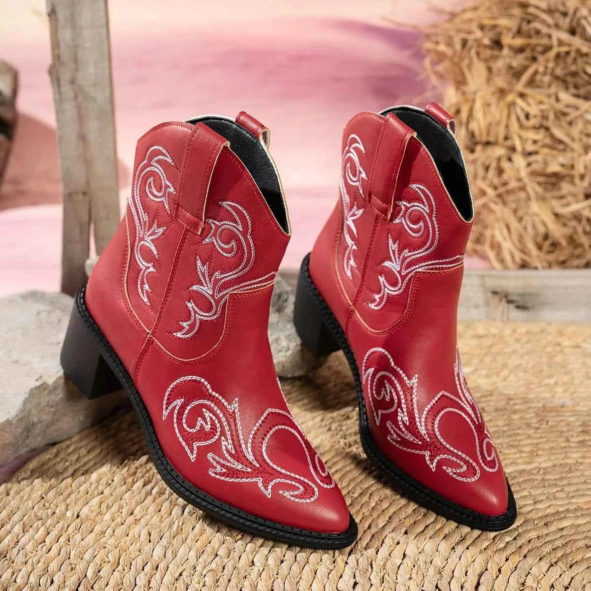 Point Toe Block Heels Boots Trendsi