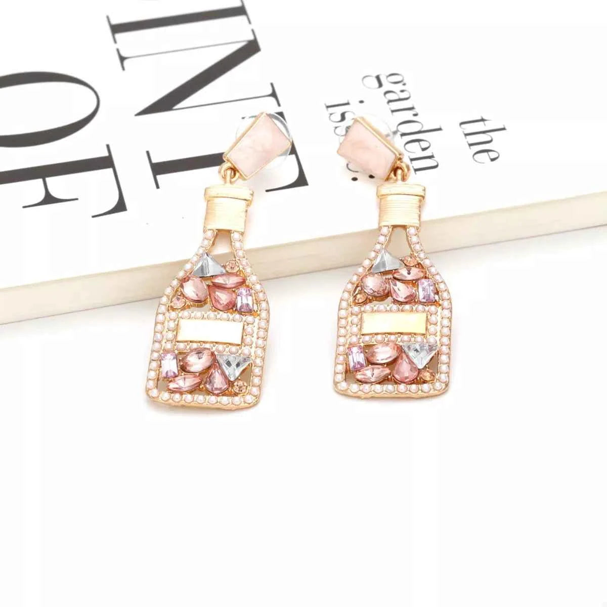 Champagne Bottle Drop Earrings Trendsi