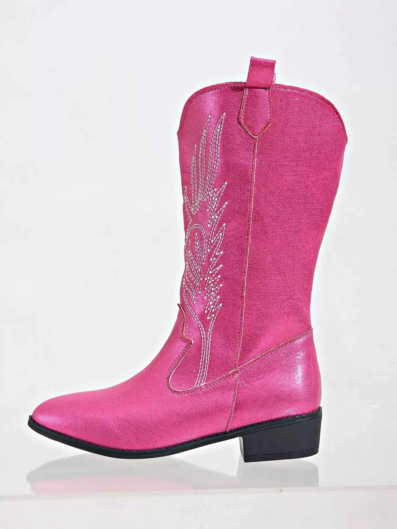 Embroidered Block Heels Boots Trendsi