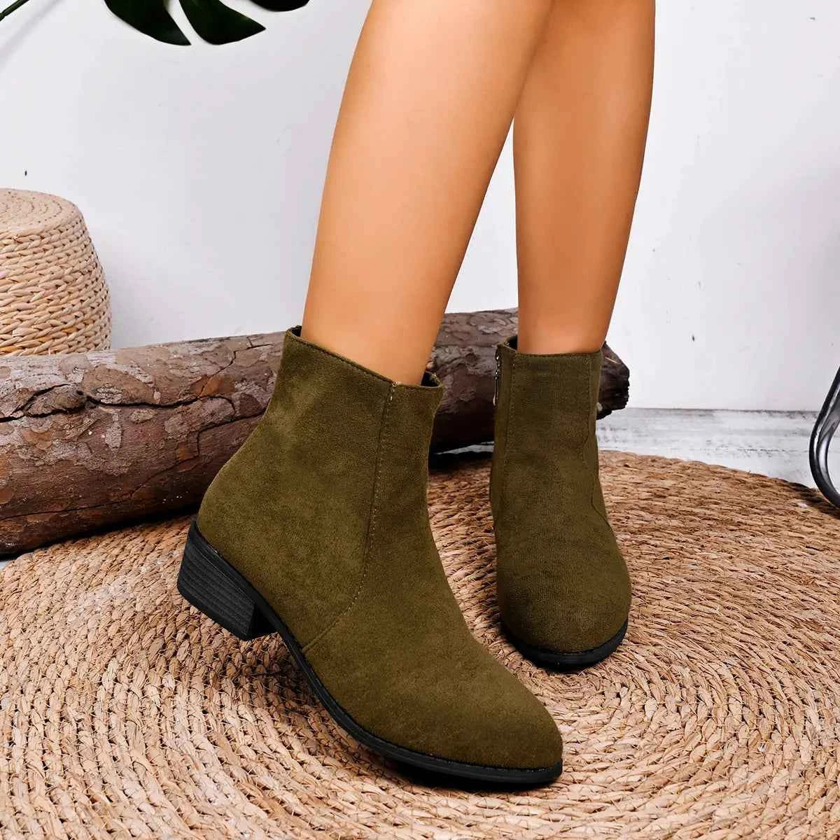 Block Heels Chelsea Boots Army Green Trendsi